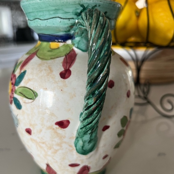 SOLD Vintage Italian Pottery Vase Braided Handles - Picture 3 of 7